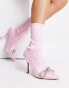 ASOS DESIGN – Empress – Sockenstiefel in Rosa mit Absatz und Schleifenverzierung