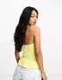 Фото #4 товара River Island peplum knit bandeau top with pearl detail co-ord in lemon yellow