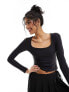 Фото #1 товара Abercrombie & Ficth soft matte scoop neck long sleeve top in black