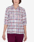 Фото #1 товара Classic Plaid Cuffed Sleeve Button Down Top