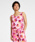 Фото #1 товара Women's Floral-Print Textured Tank Top, Created for Macy's