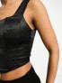 Фото #4 товара Miss Selfridge satin wide strap corset top in black