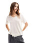 Vila lightweight knitted v neck top in cream