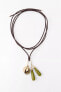 LEATHER CORD NECKLACE WITH FLOWER AND STONE