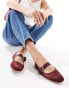 ASOS DESIGN Lou mesh mary jane ballet in burgundy