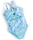 ფოტო #1 პროდუქტის Big Girls Tie-Dyed Butterfly-Print Knot-Front One-Piece Swimsuit