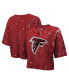 ფოტო #1 პროდუქტის Women's Red Distressed Atlanta Falcons Bleach Splatter Notch Neck Crop T-shirt
