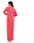 ASOS DESIGN long sleeve maxi t-shirt dress in pink Розовый, 34 - фото #2