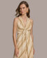 Donna Karan Women's V-Neck Sleeveless Chiffon A-Line Midi Dress