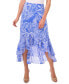 ფოტო #1 პროდუქტის Women's Tropical-Print Ruffled High-Low Midi Skirt