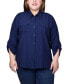 ფოტო #1 პროდუქტის Plus Size 3/4 Sleeve Roll Tab Blouse