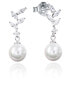 Luxury silver earrings with zircons and Clasica pearl 71049E000-38