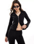 Mango double zip co-ord cardigan in black