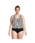 Фото #3 товара Plus Size V-neck One Piece Fauxkini Swimsuit Faux Tankini Top