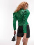 Фото #3 товара Topshop premium textured high neck top in green