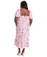 Фото #2 товара Plus Size Printed Puff-Sleeve Maxi Dress