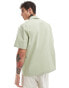 ASOS DESIGN relaxed revere shirt with chest embroidery in sage green