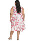 ფოტო #2 პროდუქტის Plus Size Floral-Print Belted V-Neck Dress