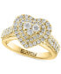 ფოტო #1 პროდუქტის EFFY® Diamond Halo Cluster Heart Ring (1-1/20 ct. t.w.) in 14k Gold