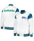 ფოტო #1 პროდუქტის Men's White, Royal Distressed Seattle Seahawks Vintage-Like Satin Full-Snap Varsity Jacket