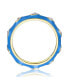 ფოტო #3 პროდუქტის RA Young Adults/Teens 14k Yellow Gold Plated Blue Bamboo White Evil Eye Enamel Slim Stacking Band Ring