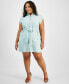 ფოტო #1 პროდუქტის Trendy Plus Size Belted Dolman-Sleeve Shirtdress, Created for Macy's