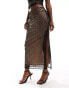 Фото #4 товара ASOS DESIGN maxi skirt in ruched dobby mesh in black co-ord