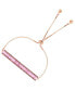 ფოტო #1 პროდუქტის Cubic Zirconia Brown and Pink Round and Baguette Bar Adjustable Bolo Bracelet in 14K Rose Gold Over Sterling Silver