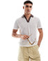 Фото #1 товара ASOS DESIGN boxy polo shirt in white open mesh with contrast collar