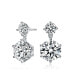 Фото #1 товара Sterling Silver with Rhodium Plated Clear Round Cubic Zirconia Two Stone Drop Earrings