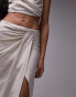 Фото #4 товара Topshop co-ord linen tuck waist maxi skirt in sand