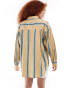 Фото #2 товара ASOS DESIGN oversized cotton shirt in tan stripe