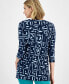 Фото #2 товара Women's Printed 3/4-Sleeve Tunic Top, Created for Macy's