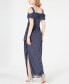 ფოტო #2 პროდუქტის Petite Cold-Shoulder Draped Metallic Gown