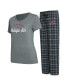 Фото #1 товара Women's Charcoal, Gray Washington State Cougars Arctic T-shirt and Flannel Pants Sleep Set