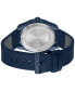 ფოტო #3 პროდუქტის Men's Bright Quartz Blue Leather Watch 42mm