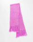 COLLUSION Unisex fluffy knit logo scarf in pink