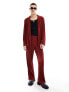 ASOS DESIGN slouchy oversized plisse suit jacket in red