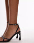 Topshop Fabia premium leather strappy high heeled sandals with buckle detail in black