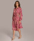 ფოტო #5 პროდუქტის Donna Karan Women's Printed Button-Front Belted Dress