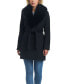 Фото #1 товара Women's Double Breasted Drap Wool Blend Fitted Wrap Coat
