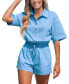 Фото #1 товара Women's Collared Waist Tie Romper