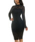 Juniors' Glitter Lace Long-Sleeve Bodycon Dress