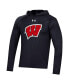 ფოტო #3 პროდუქტის Men's Black Wisconsin Badgers School Logo Raglan Long Sleeve Hoodie Performance T-shirt