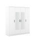 4-Door Mirror Wardrobe with shelves, White