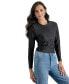 ფოტო #6 პროდუქტის Women's Studded Crewneck Long-Sleeve Top