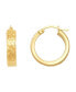 ფოტო #1 პროდუქტის Polished and Diamond Cut Flat Round Hoop Earrings in 14K Yellow Gold, 20mm