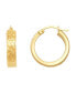 Polished and Diamond Cut Flat Round Hoop Earrings in 14K Yellow Gold, 20mm