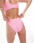 Topshop mix and match crinkle high leg brief bikini bottoms in pink