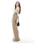 ONLY tie waist knitted trousers co-ord in sand